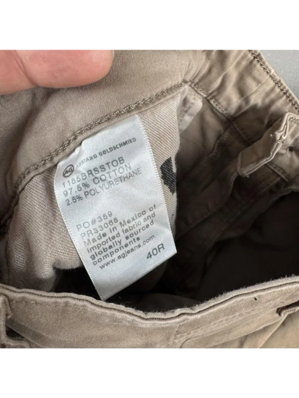 AG Adriano Goldschmied Griffin Shorts Mens Size 40 Beige Chino Stretch Casual